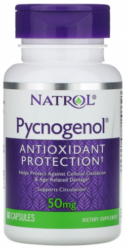 Natrol Pycnogenol 50 mg, Пикногенол, 60 капсул