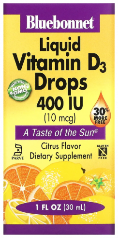 Bluebonnet Nutrition Liquid Vitamin D3 400 IU, Жидкий Витамин Д3 400 МЕ, 30 мл