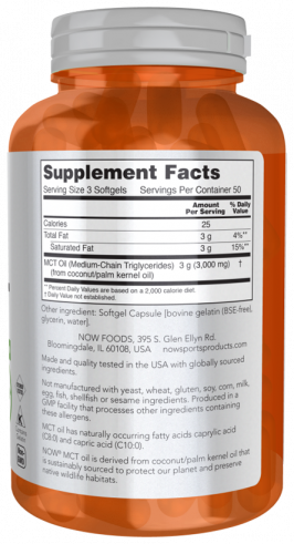 NOW MCT Oil 1000 mg, 150 капсул