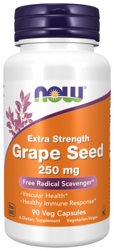 NOW Grape Seed 250 mg, 90 капсул