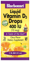 Bluebonnet Nutrition Liquid Vitamin D3 400 IU, Жидкий Витамин Д3 400 МЕ, 30 мл